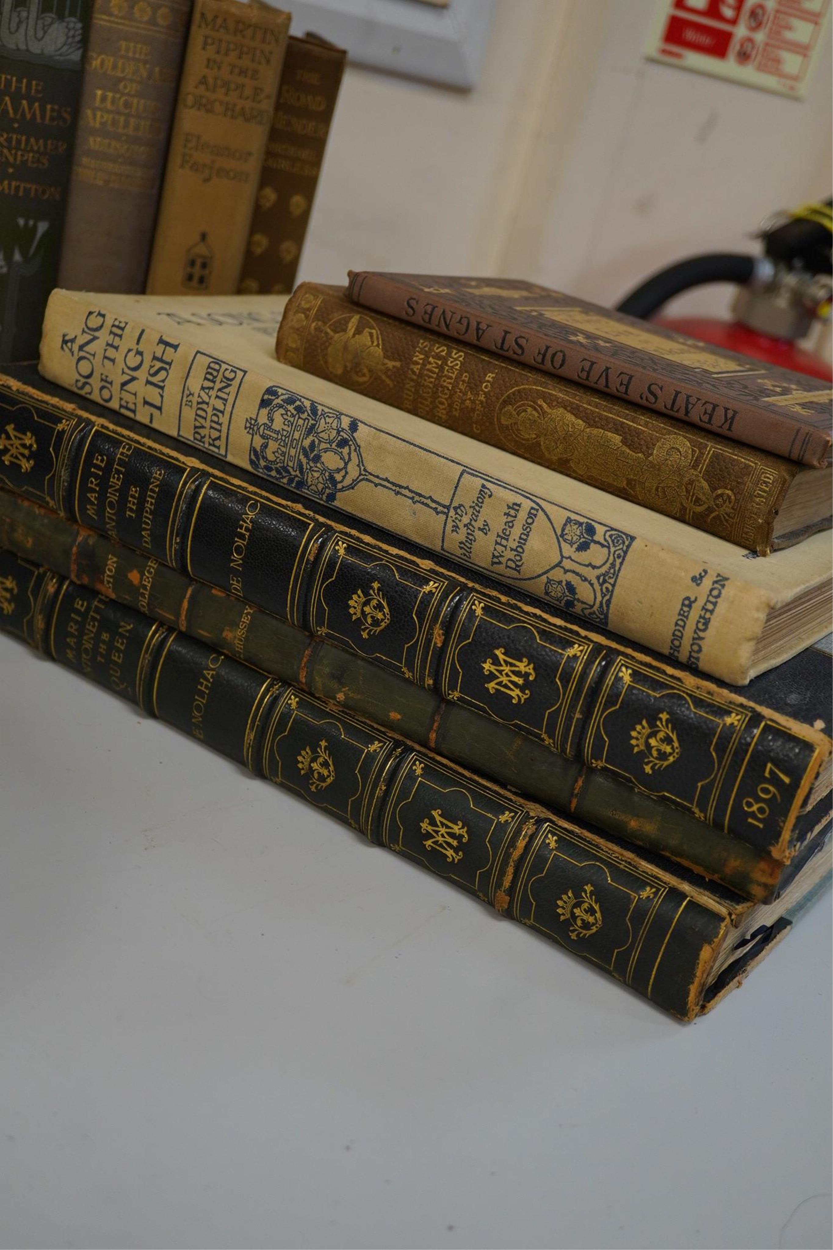 Nolhac, Pierre De - Marie Antoinette ... 2 vols. coloured frontispieces and num. plates; gilt half morocco, folio, Paris & London, (ca.1900); The Decameron of Boccaccio, plates & other illus. (by Louis Chalon)
